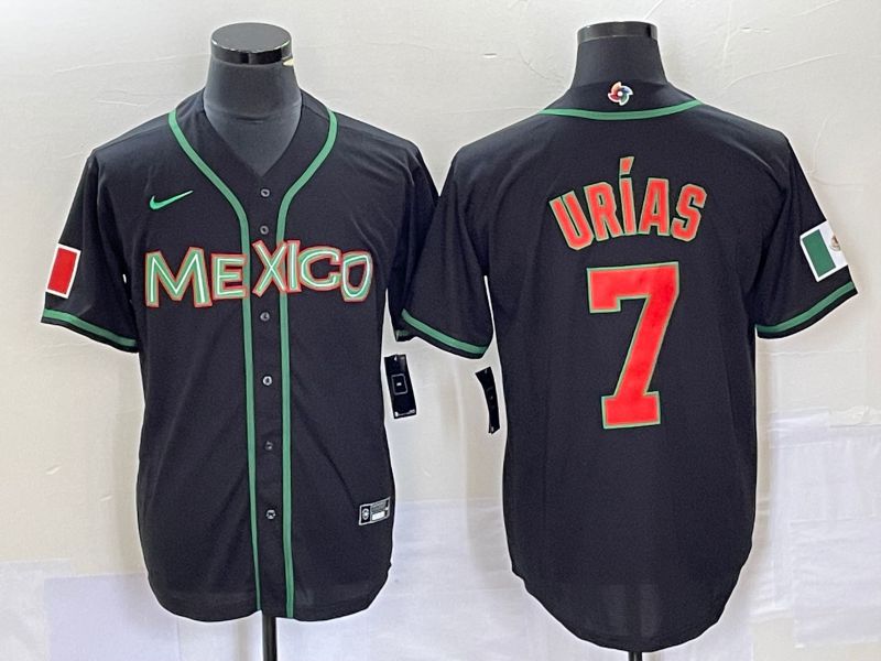 Men 2023 World Cub Mexico #7 Urias Black red Nike MLB Jersey12->more jerseys->MLB Jersey